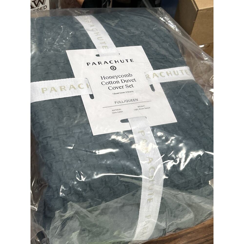 Parachute Full/Queen Honeycomb Cotton Set - 1 Duvet Cover, 2 Shams - Cove